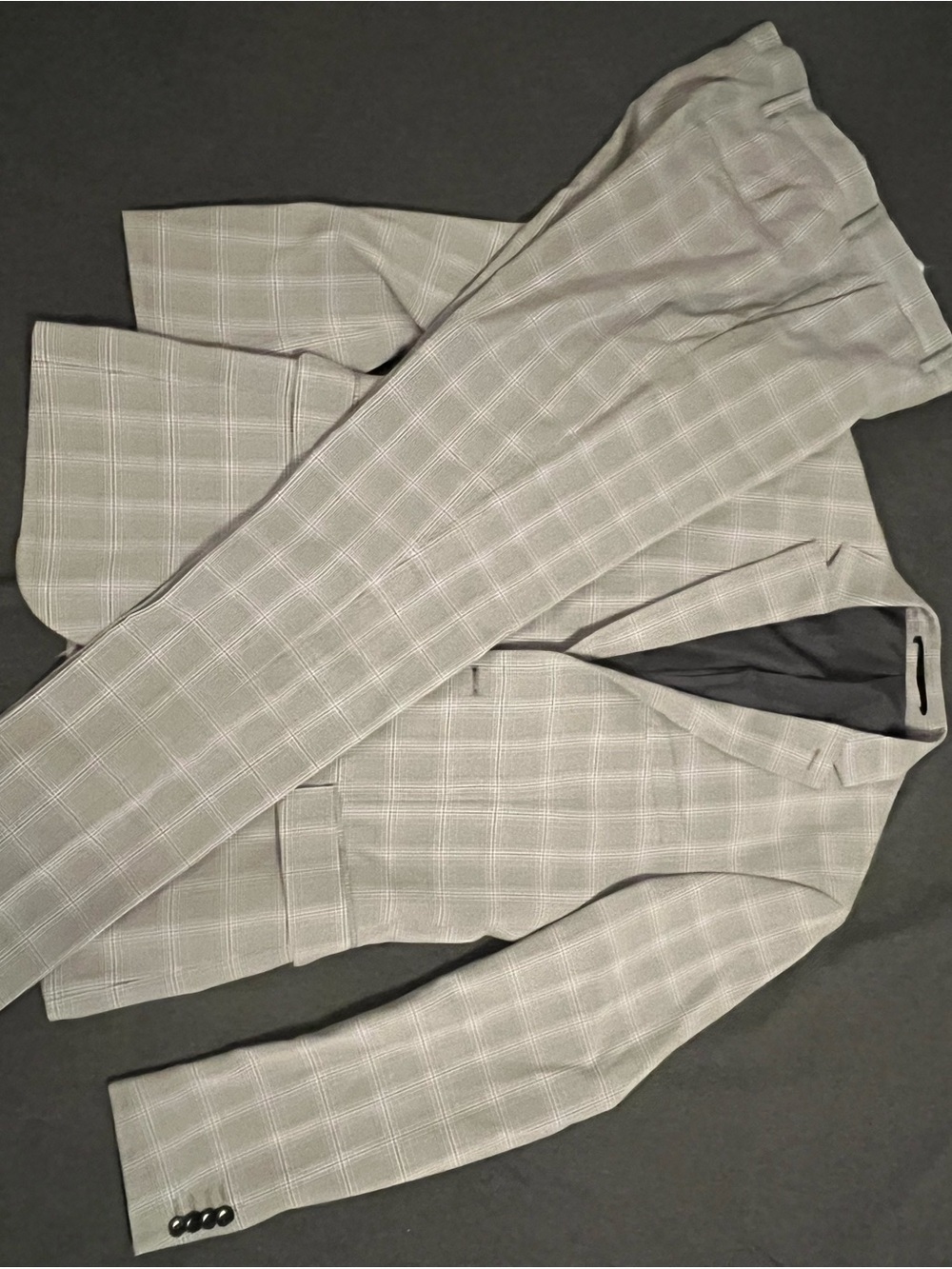 H&M Light Gray Windowpane (Plaid) Two-Piece Suit